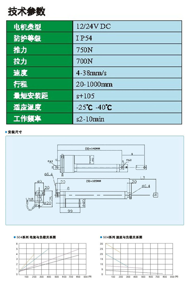 504电动推杆 小型电动推杆 504电动推杆 小型电动推杆